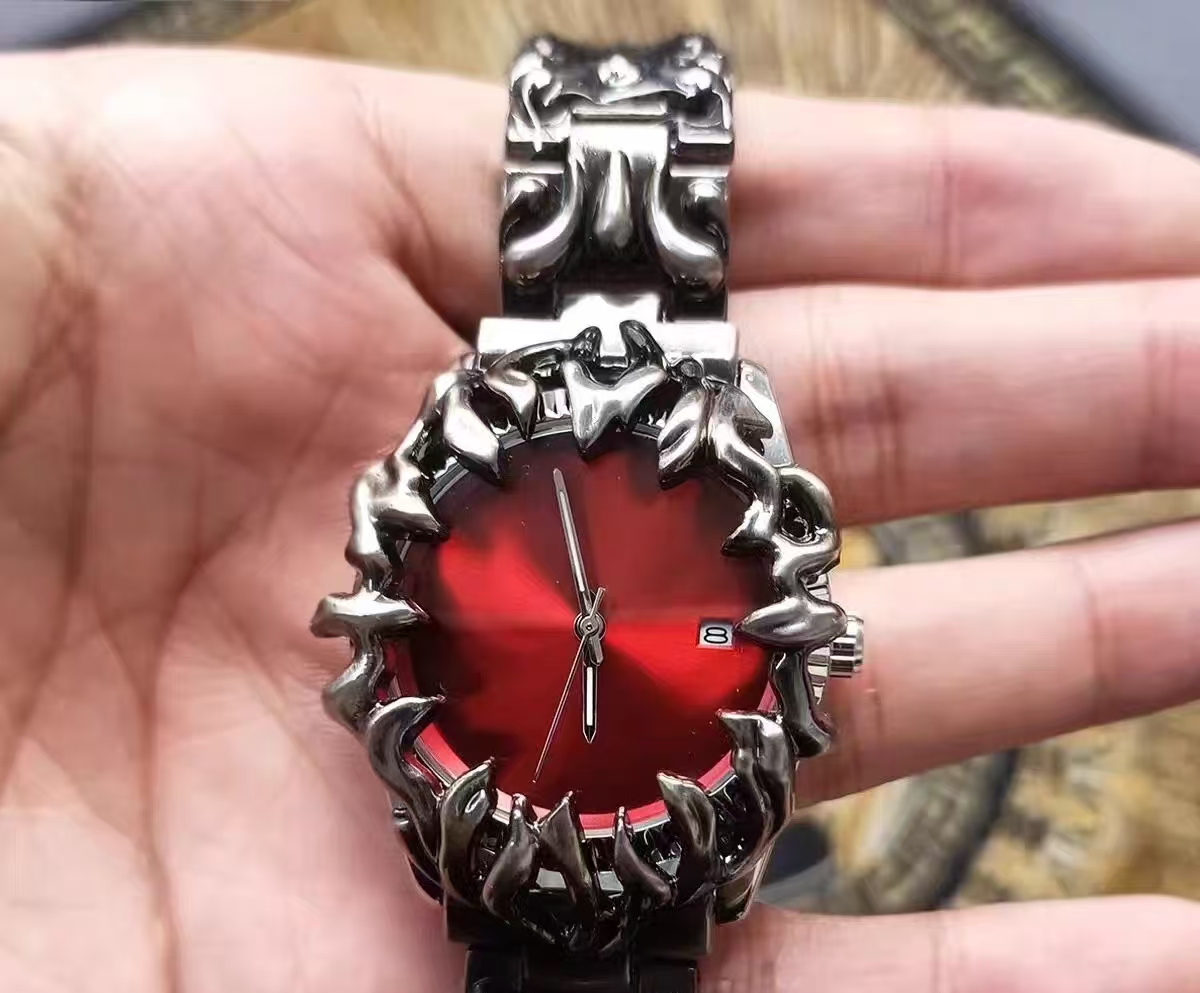 gothic thorn sculpted quartz watch y2k spiked statement watch, 4 colors gothic thorn sculpted quartz watch y2k spiked statement watch, 4 colors