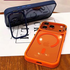 magnetic lens holder phone case for iphone 15 pro max, creative camera holder design with portable lanyard, stylish daily use matte thin ultra
