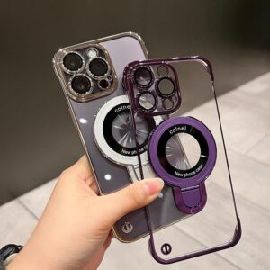 iphone 11 pro max slim electroplated borderless hard case with magnetic holder screenprotector promax phone