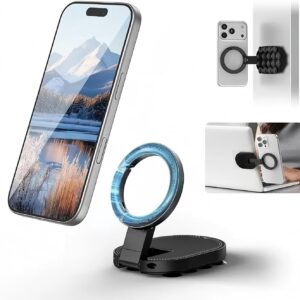 magnetic dual sided phone holder with a 360° cross border suction cup mount; 3 in 1 car phone holder that rotates and folds