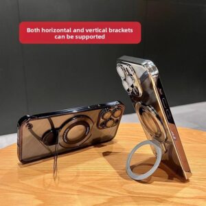 13 pro max slim electroplated borderless hard case with magnetic holder iphone