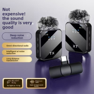 f12f16 wireless lavalier microphone, clip‑on lapel mic dsp noise reduction for phone vlog live stream