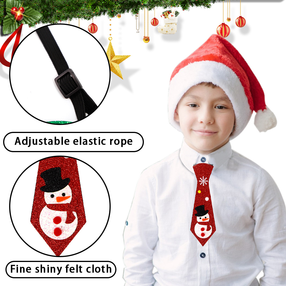 Christmas Felt Reindeer Snowman Party Necktie detail image 8