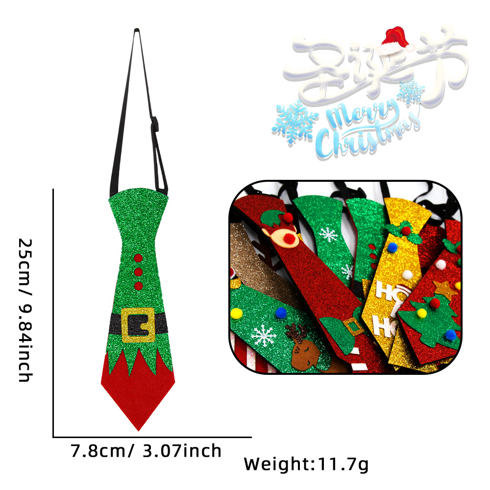 Christmas Felt Reindeer Snowman Party Necktie detail image 9