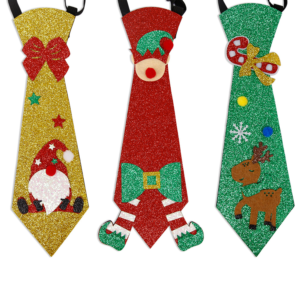 Christmas Felt Reindeer Snowman Party Necktie detail image 7